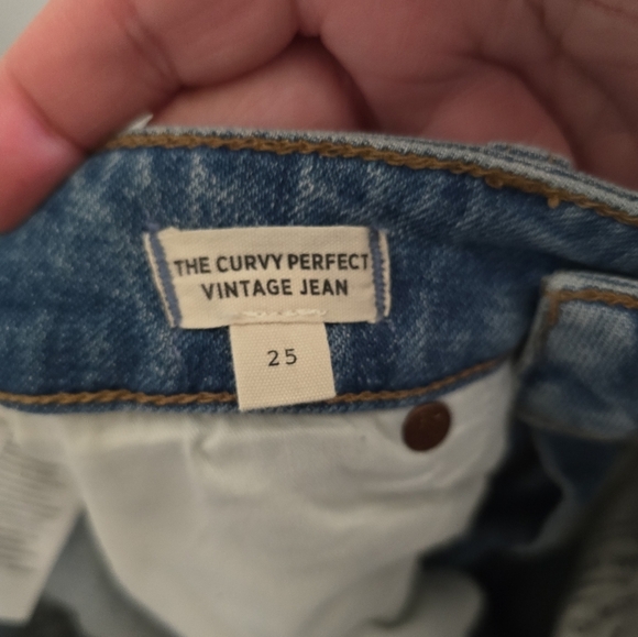 Madewell The Curvy Perfect Vintage Jeans 25 Denman Wash Distress Ripped Edition - Picture 7 of 9